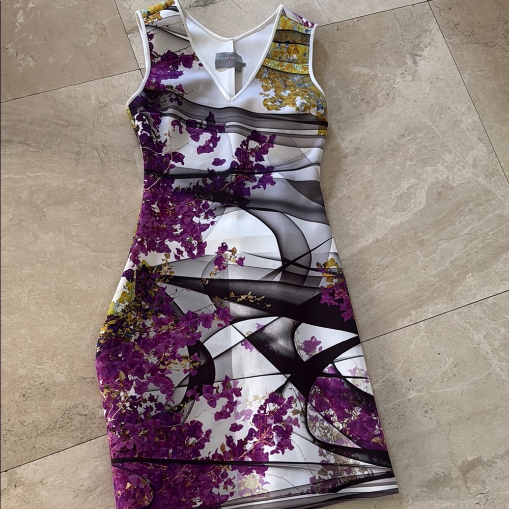 Clover Canyon Floral Sleeveless Dress - Purple and White